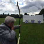 Member of the Royal Astronomical Society taking part in combat archery